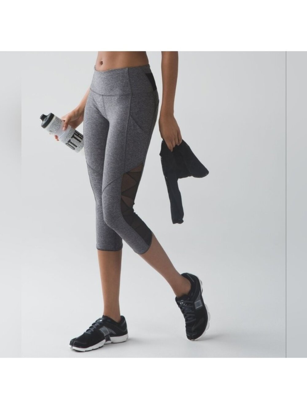 Lululemon Goal Crusher Crop Heathered Black size 4